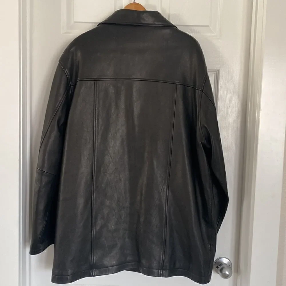 Daniel Cremieux Men’s Black Genuine Lamb Skin Leather Jacket Wool Lining Size L
